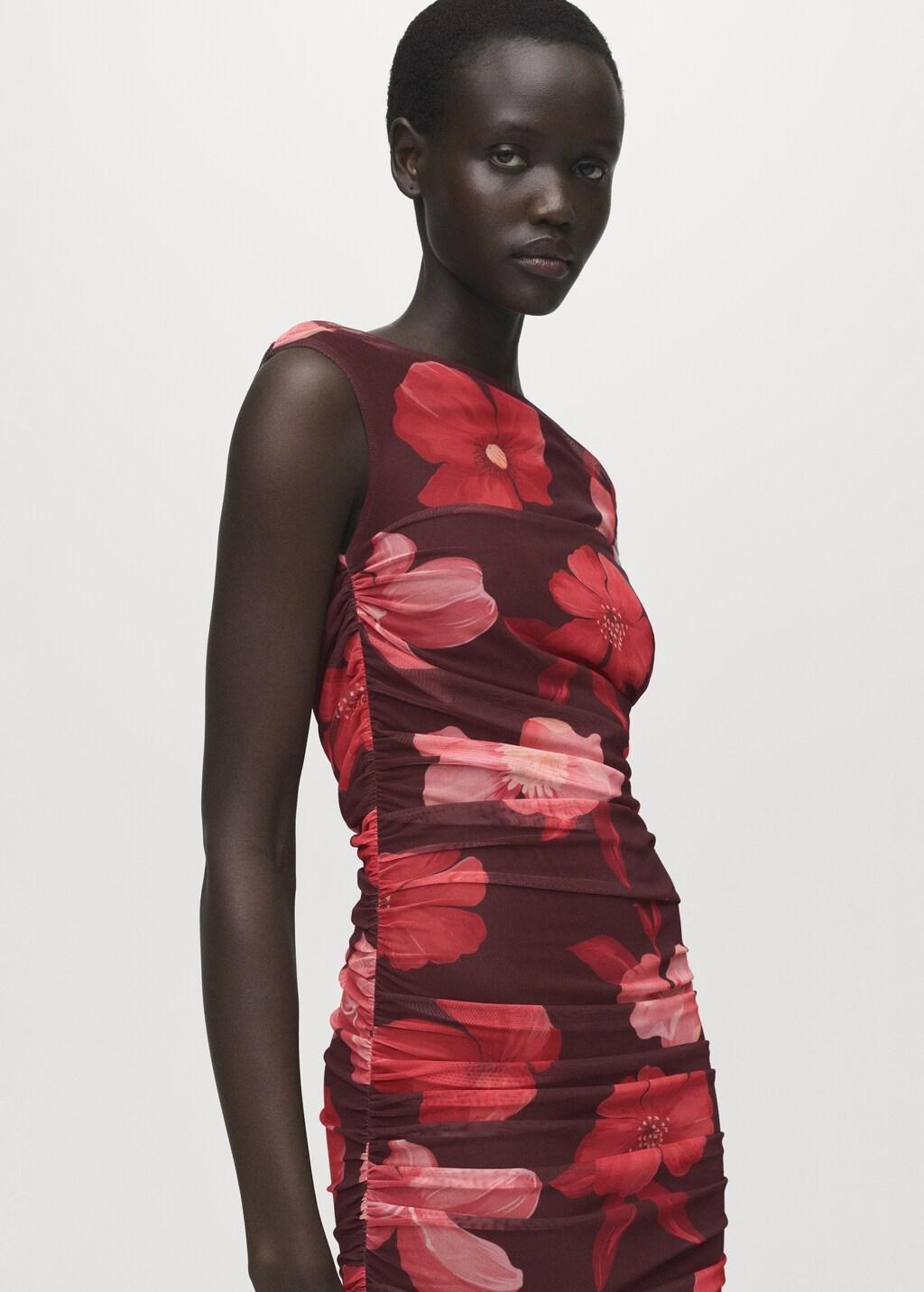 Brown Asymmetrical floral dress, Brown, large image number 4