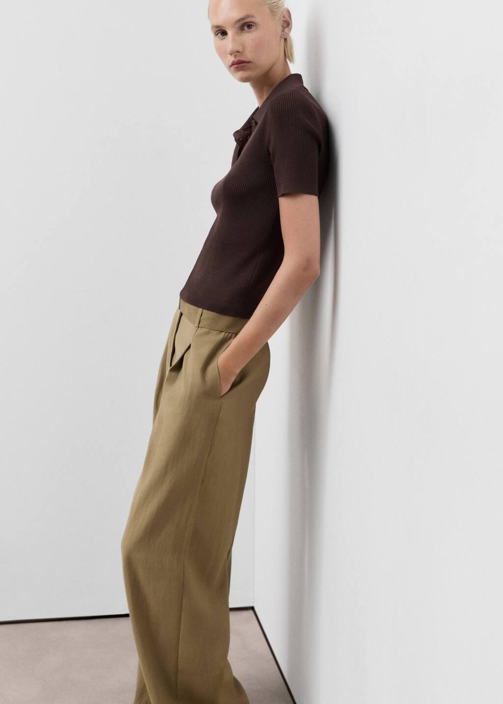 Green Paperbag Trousers With Belt, , large image number 2