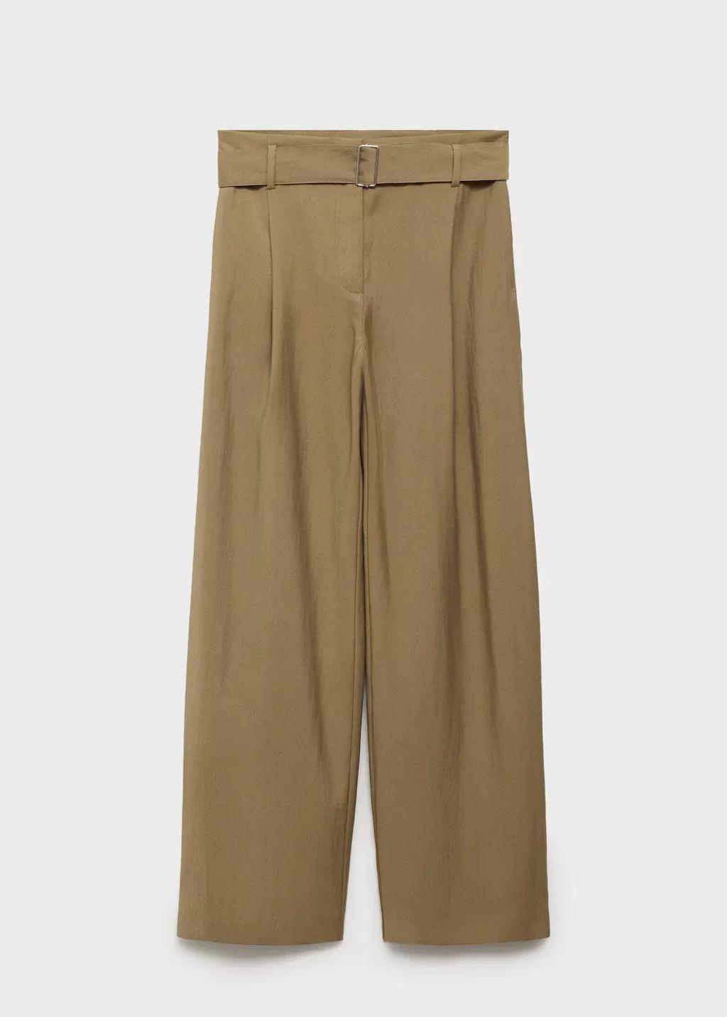 Green Paperbag Trousers With Belt, , large image number 3