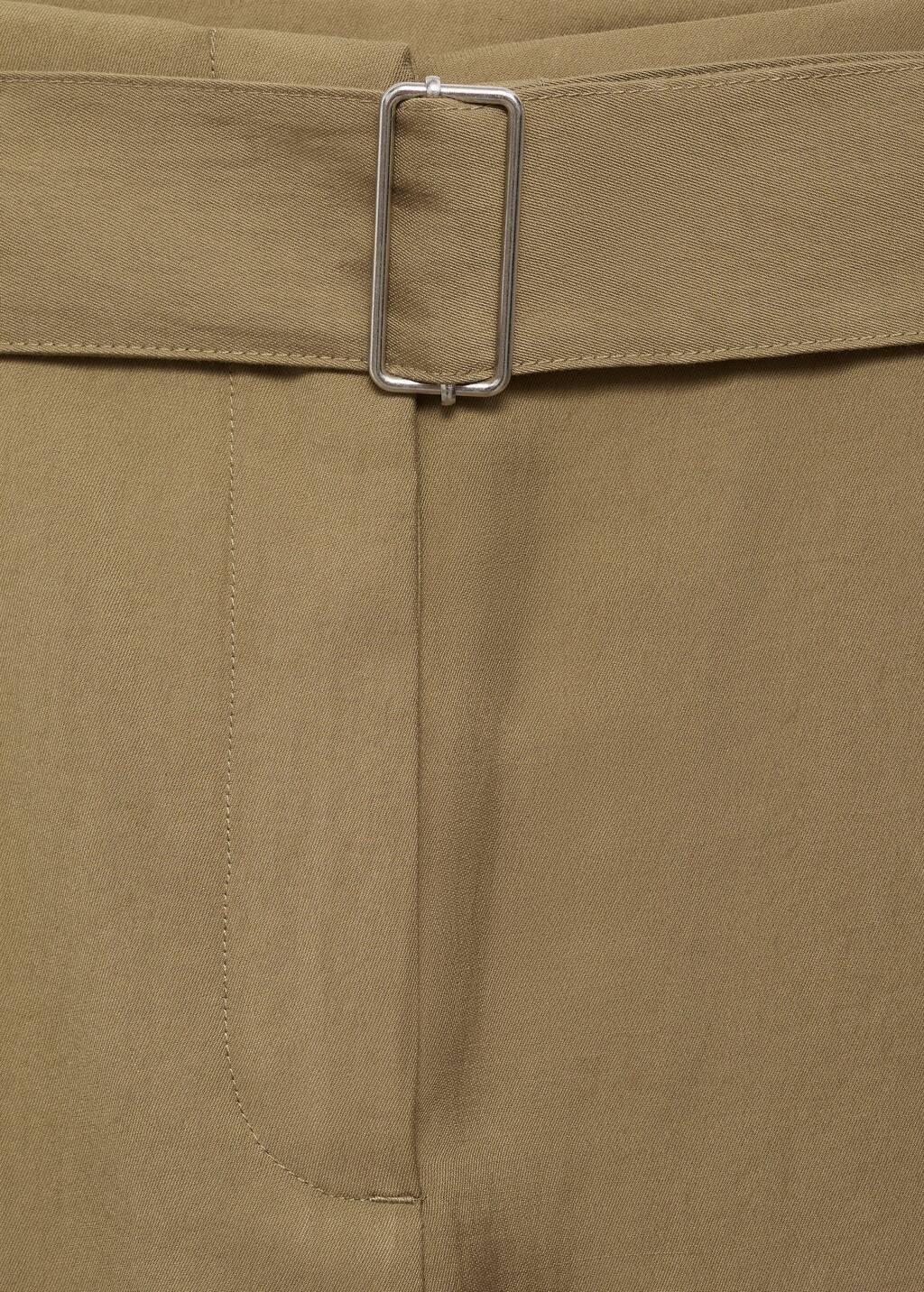 Green Paperbag Trousers With Belt, , large image number 4