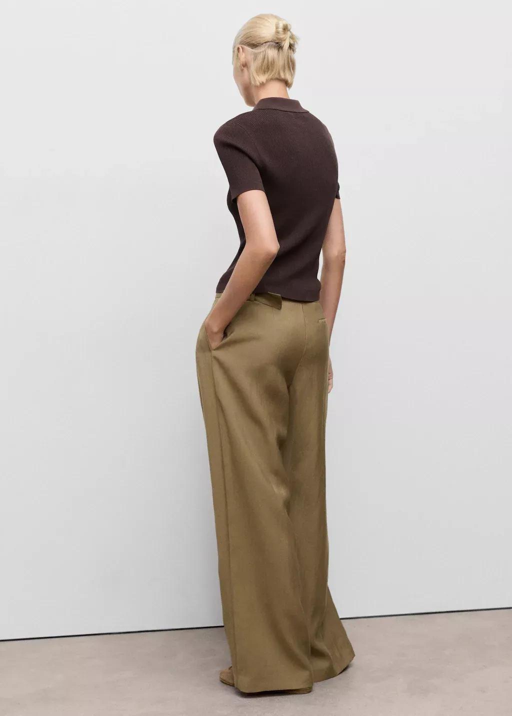 Green Paperbag Trousers With Belt, , large image number 5