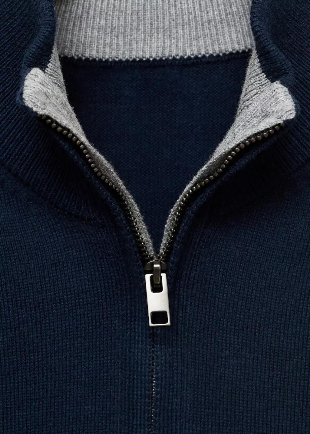 Navy Zip Neck Jumper, Kids Boy, , large image number 2