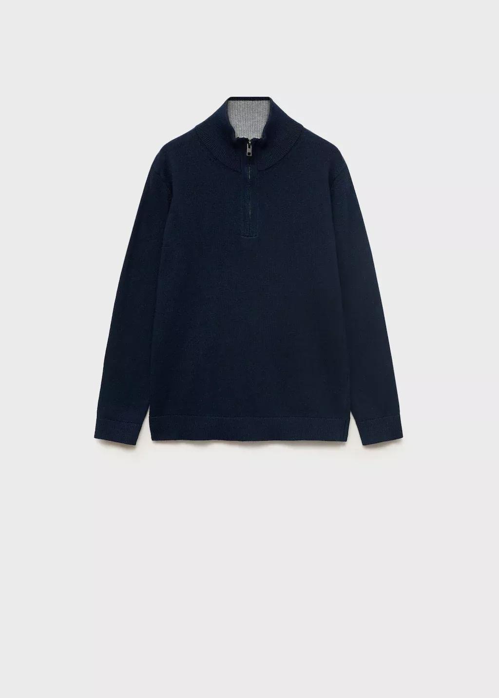 Navy Zip Neck Jumper, Kids Boy, , large image number 3