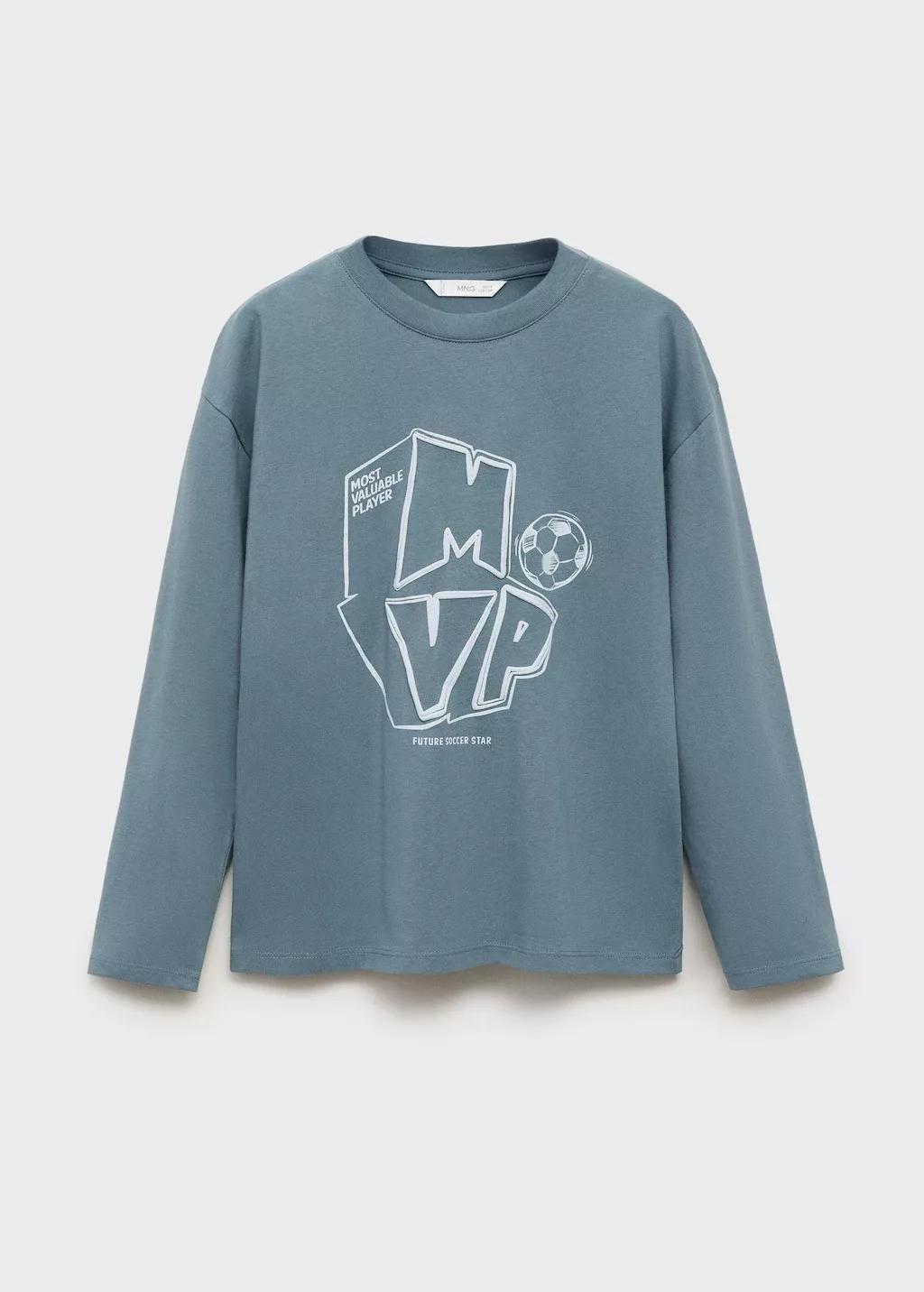 Blue Short-Sleeved Printed T-Shirt, Kids Boy, , medium