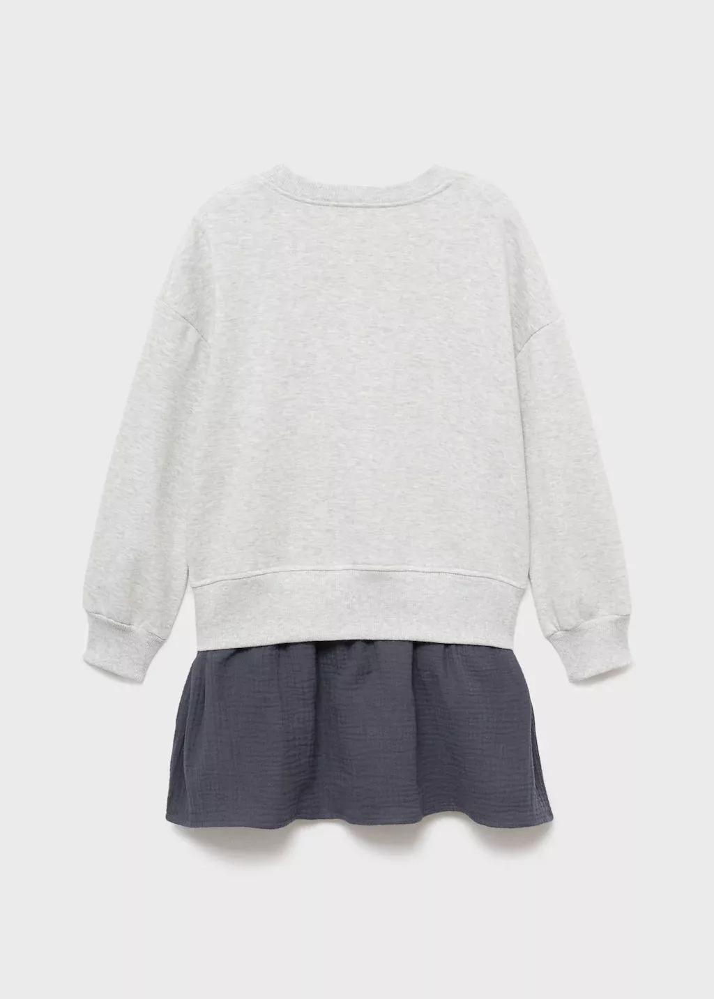 Grey Combined Sweatshirt Dress, Kids Girls, , large image number 1