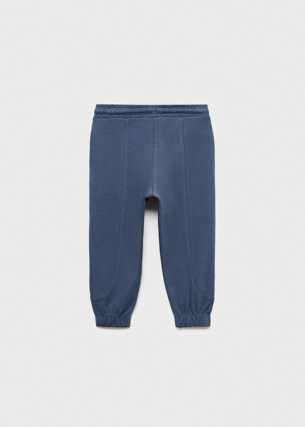 Blue Cotton Jogging With Elastic Waist, Baby Boys, , large image number 1