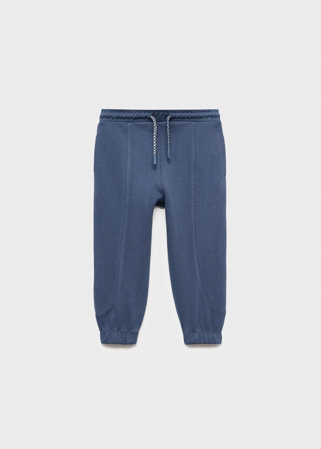 Blue Cotton Jogging With Elastic Waist, Baby Boys, , large image number 3