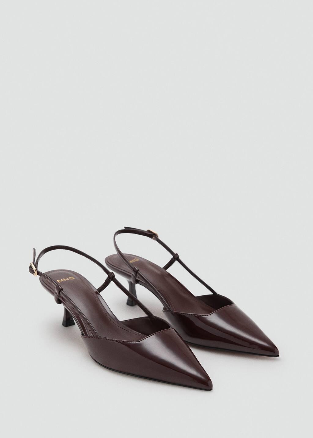 DARK BROWN Kitten-heel patent leather shoes, , medium