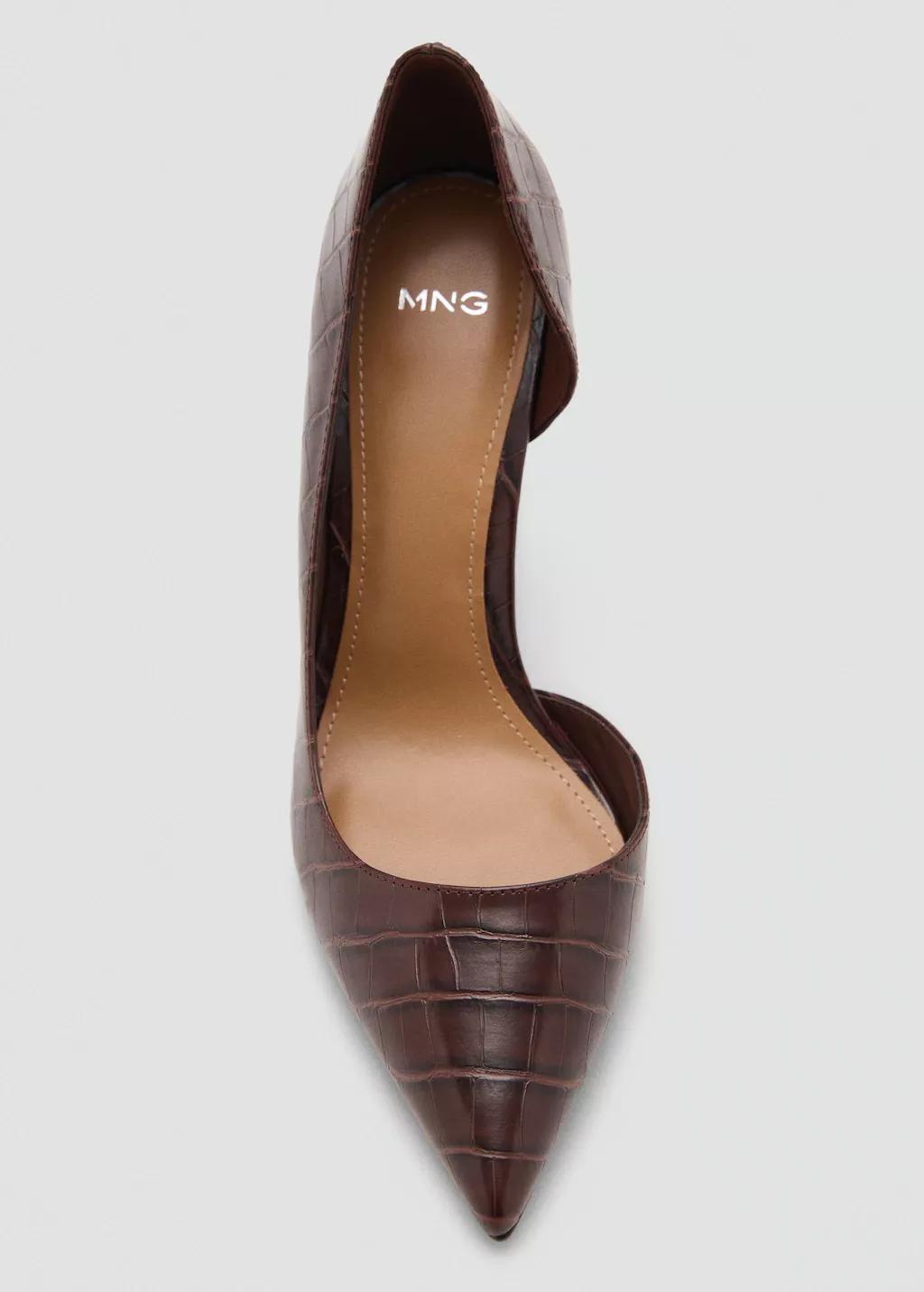 Brown Croc-Effect Heeled Shoes, , large image number 0