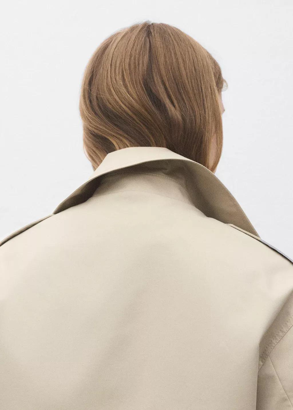LIGHT BEIGE Double-breasted cropped trench coat, , large image number 1