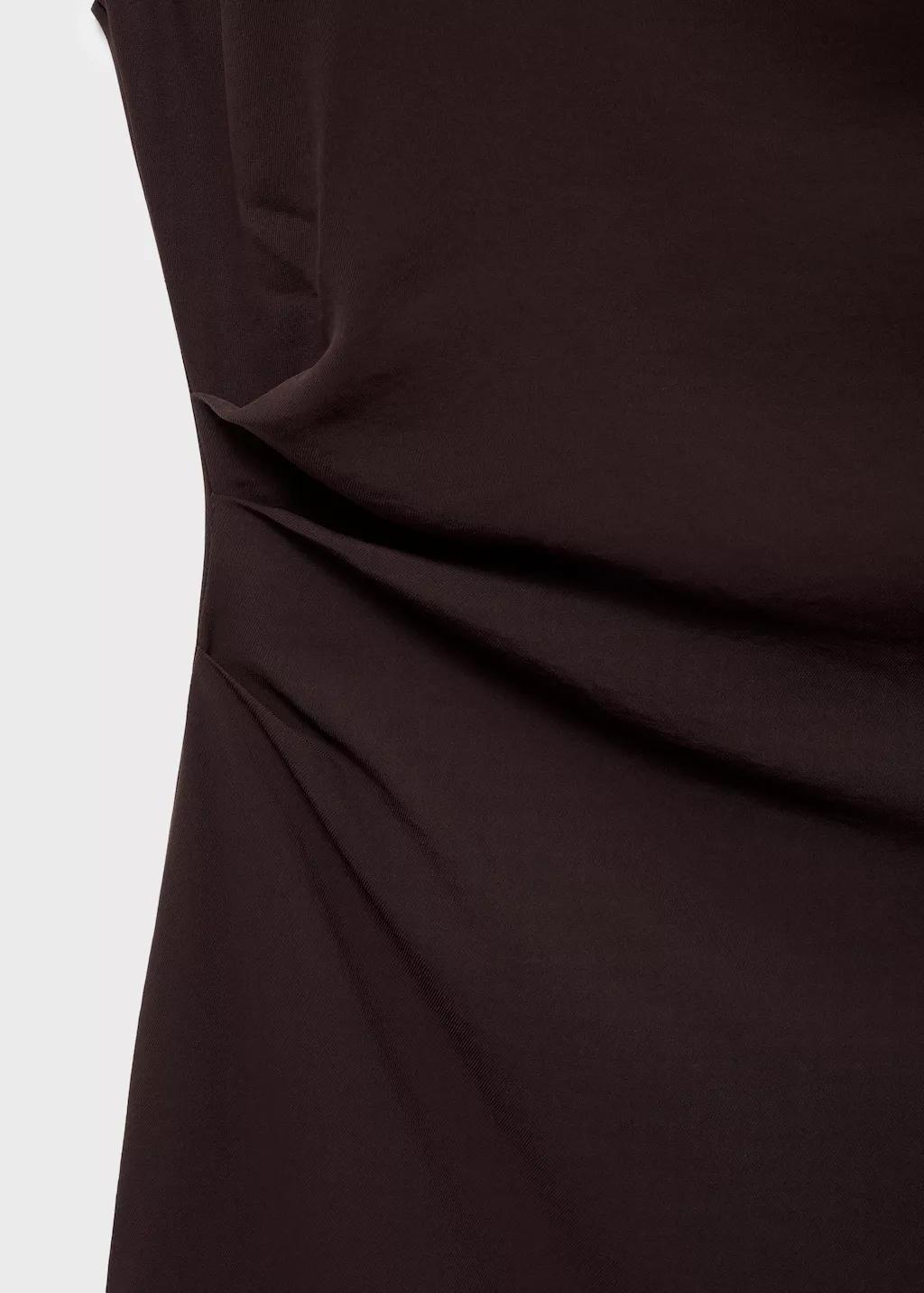 DARK BROWN Short dress with draped neck, , large image number 1