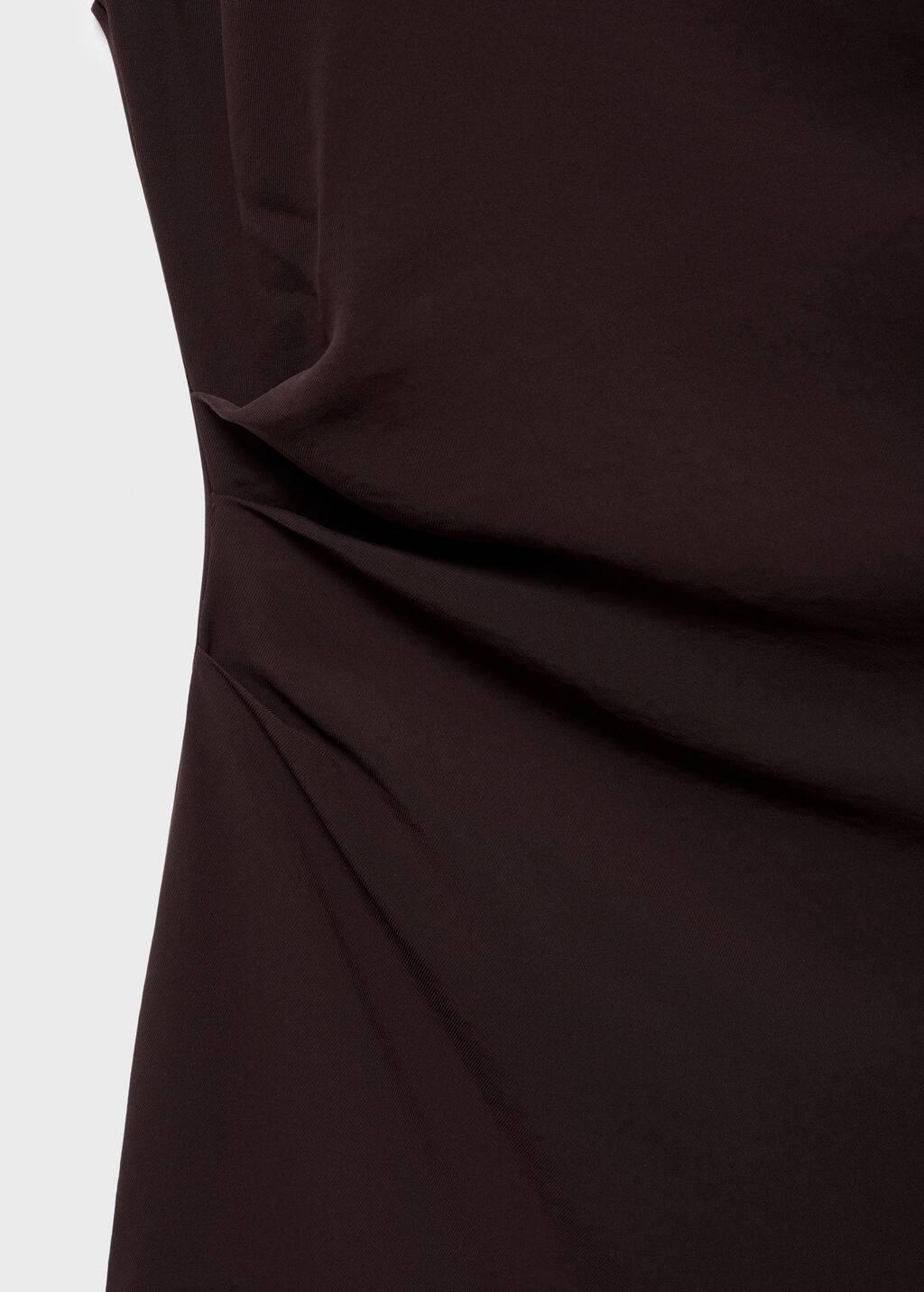 DARK BROWN Ruched dress with draped neckline, Dark Brown, large image number 5