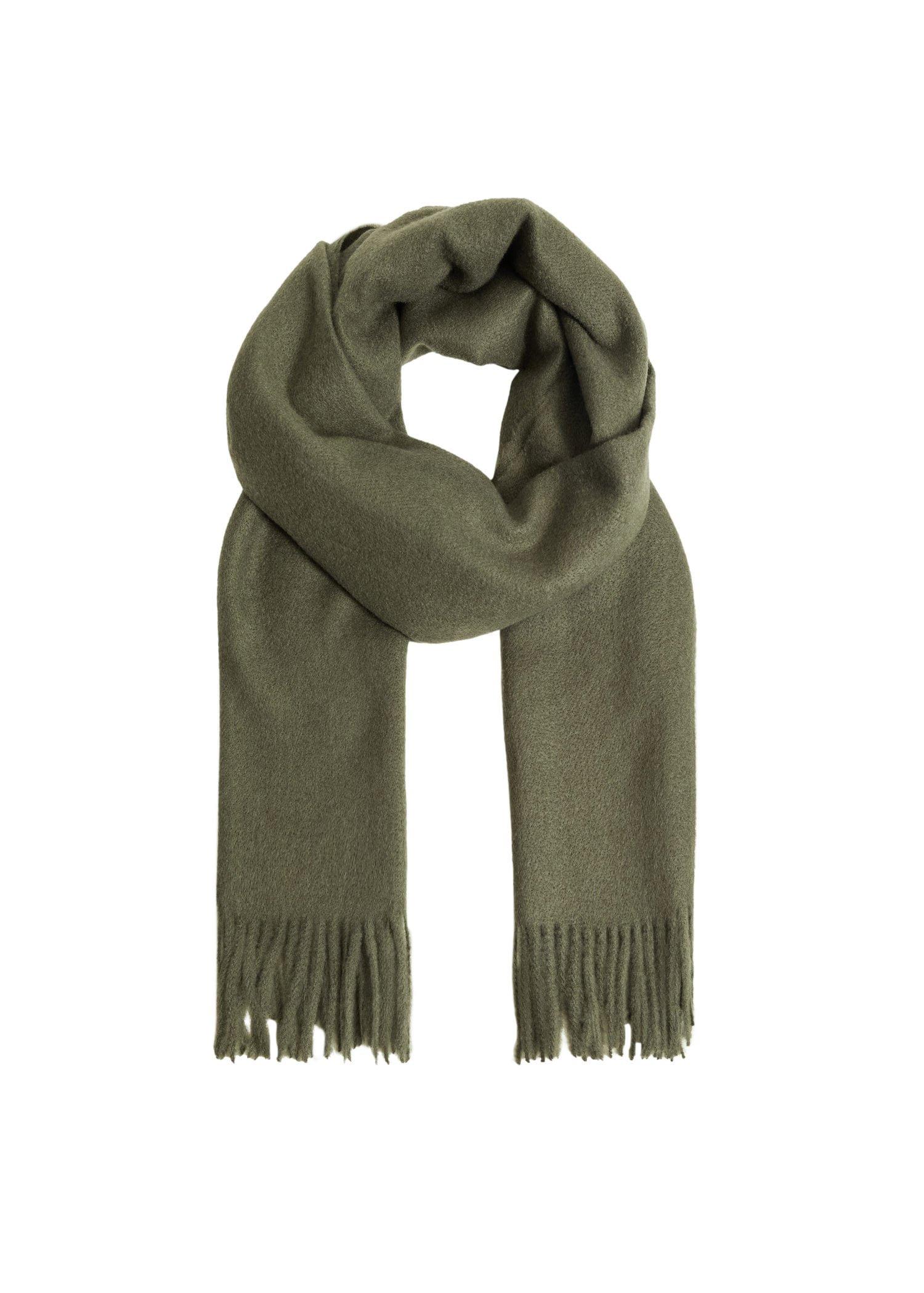 Khaki Fringed Scarf, Kids Girl, , large image number 0