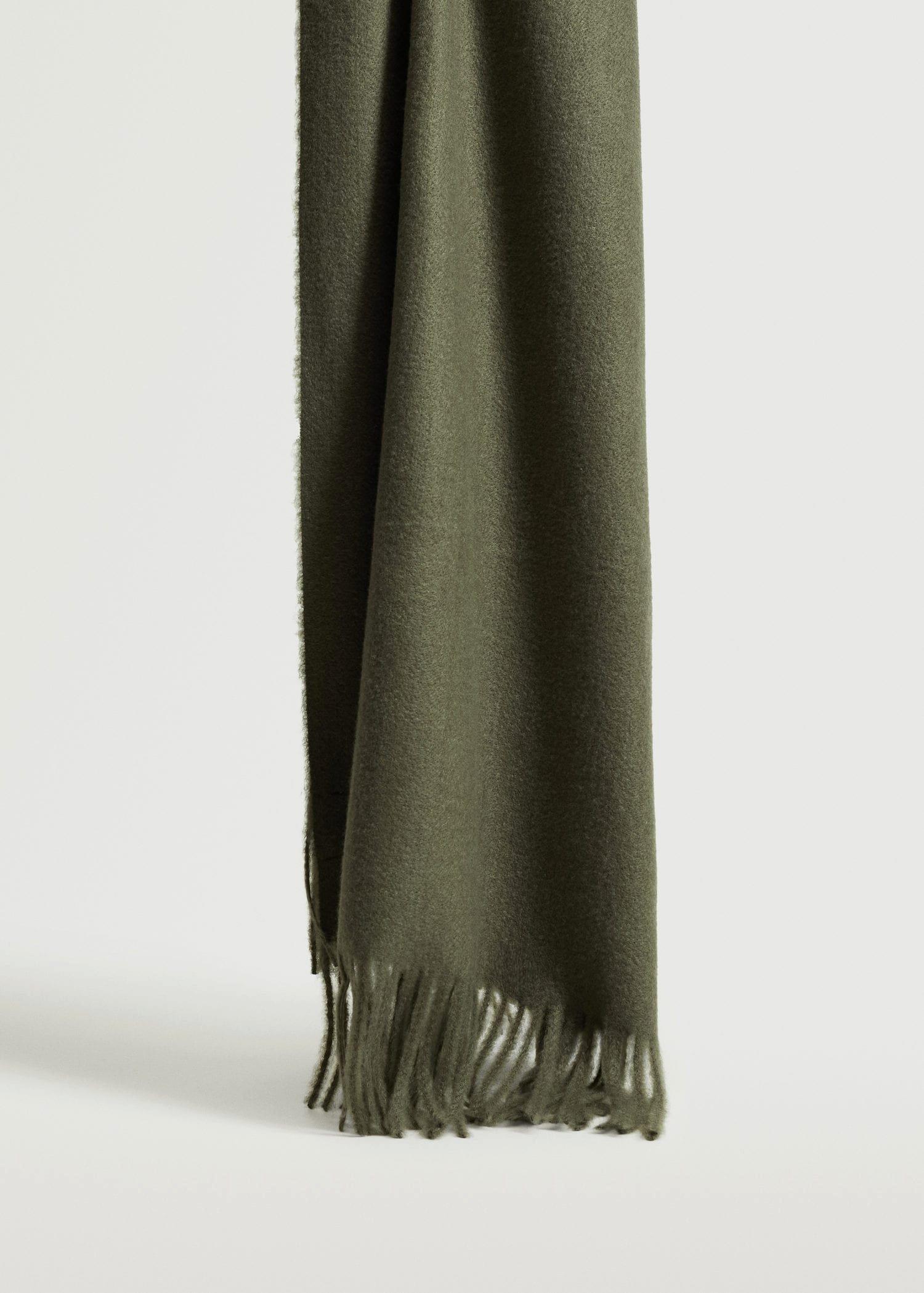 Khaki Fringed Scarf, Kids Girl, , large image number 1