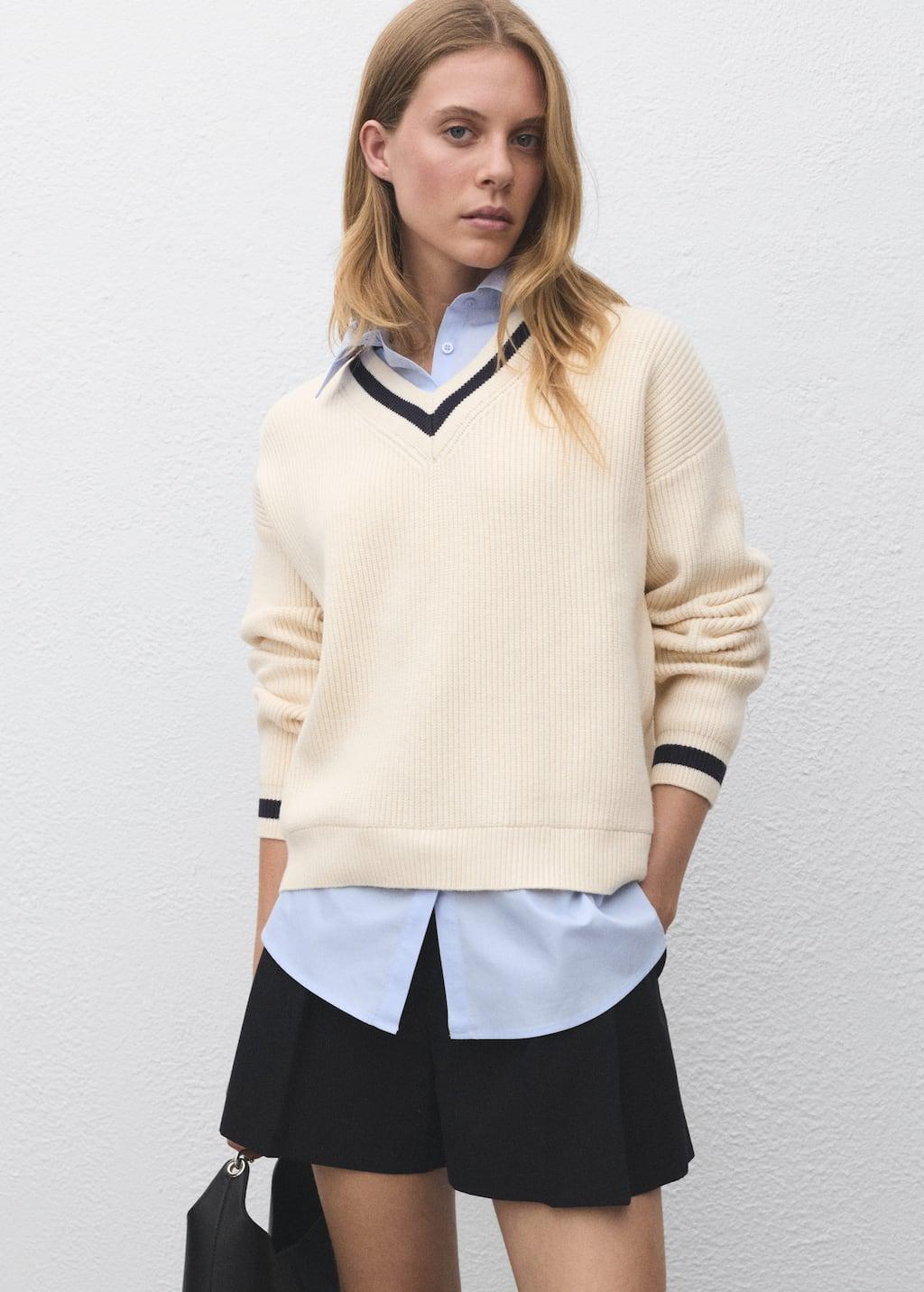 Beige Combined Shirt Sweater, Light Beige, medium