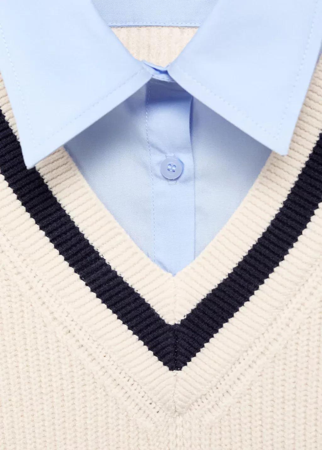 Beige Combined Shirt Sweater, Light Beige, medium