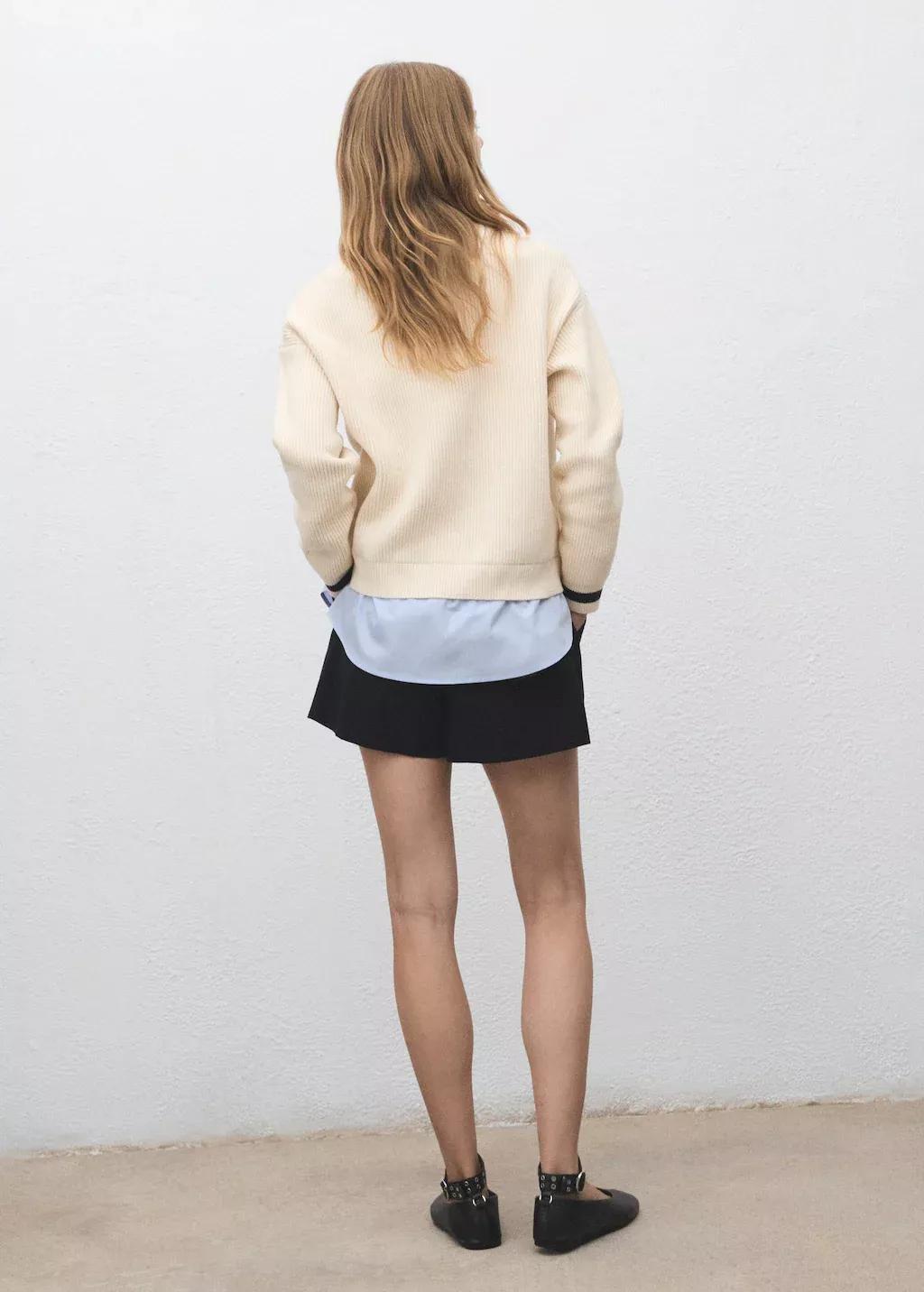 Beige Combined Shirt Sweater, Light Beige, medium