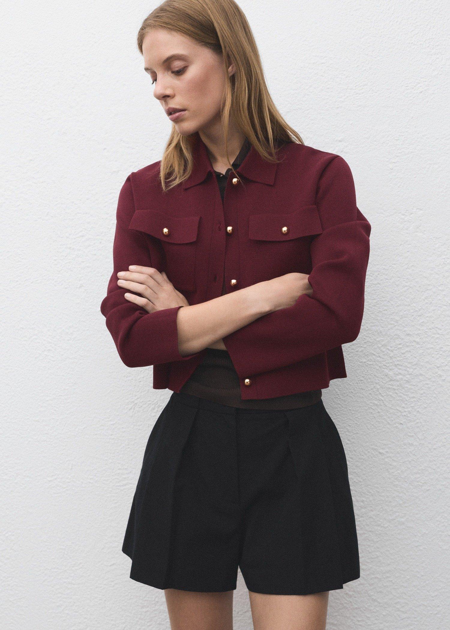 Red Pocket Knit Jacket, , large image number 0