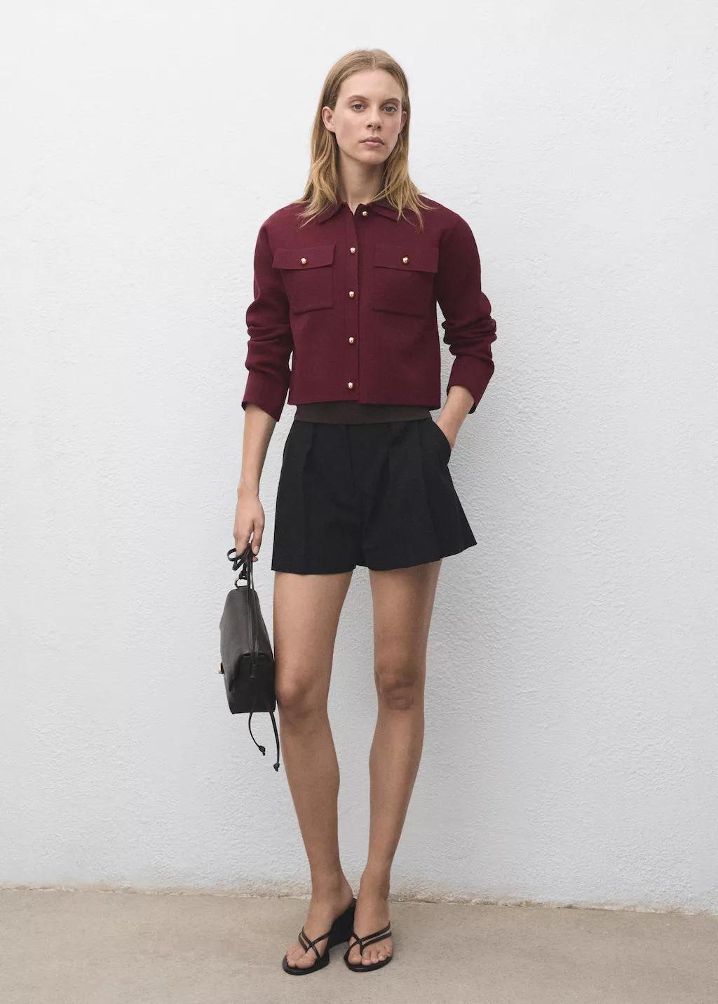 Red Pocket Knit Jacket, , large image number 1