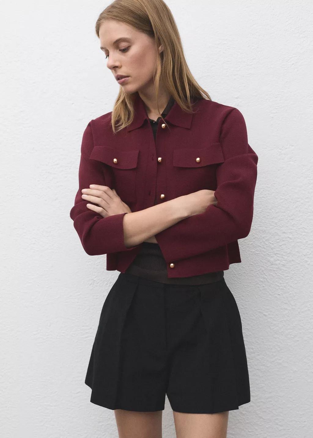 Red Pocket Knit Jacket, , large image number 6
