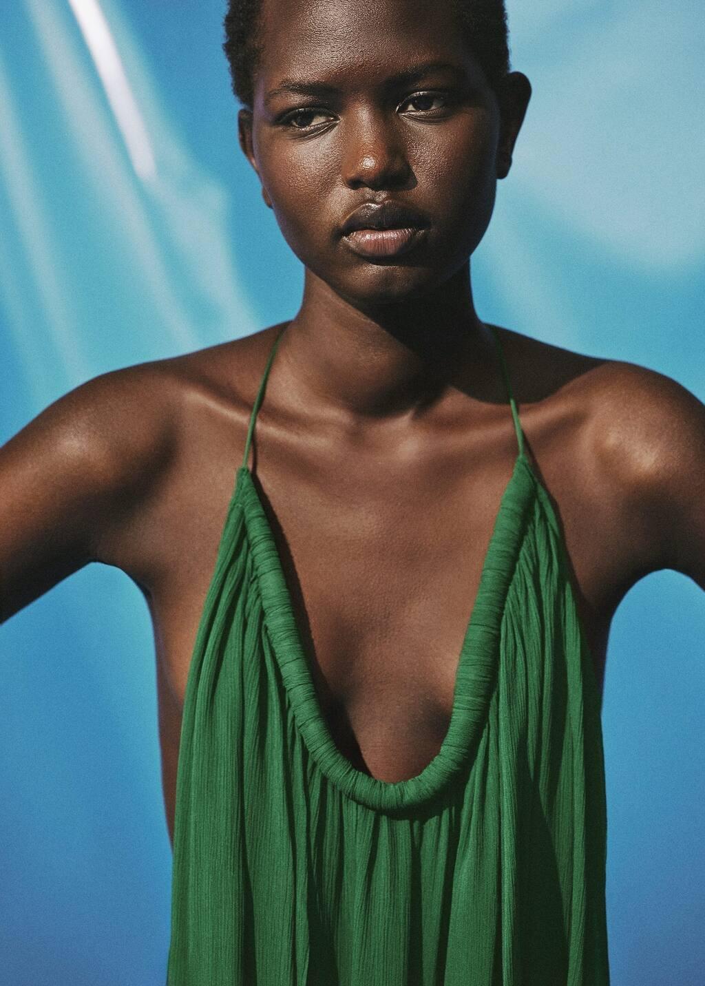Green Top With Pleated Back Neckline, , large image number 1