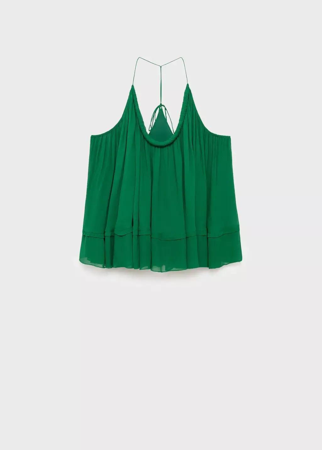 Green Top With Pleated Back Neckline, , large image number 3