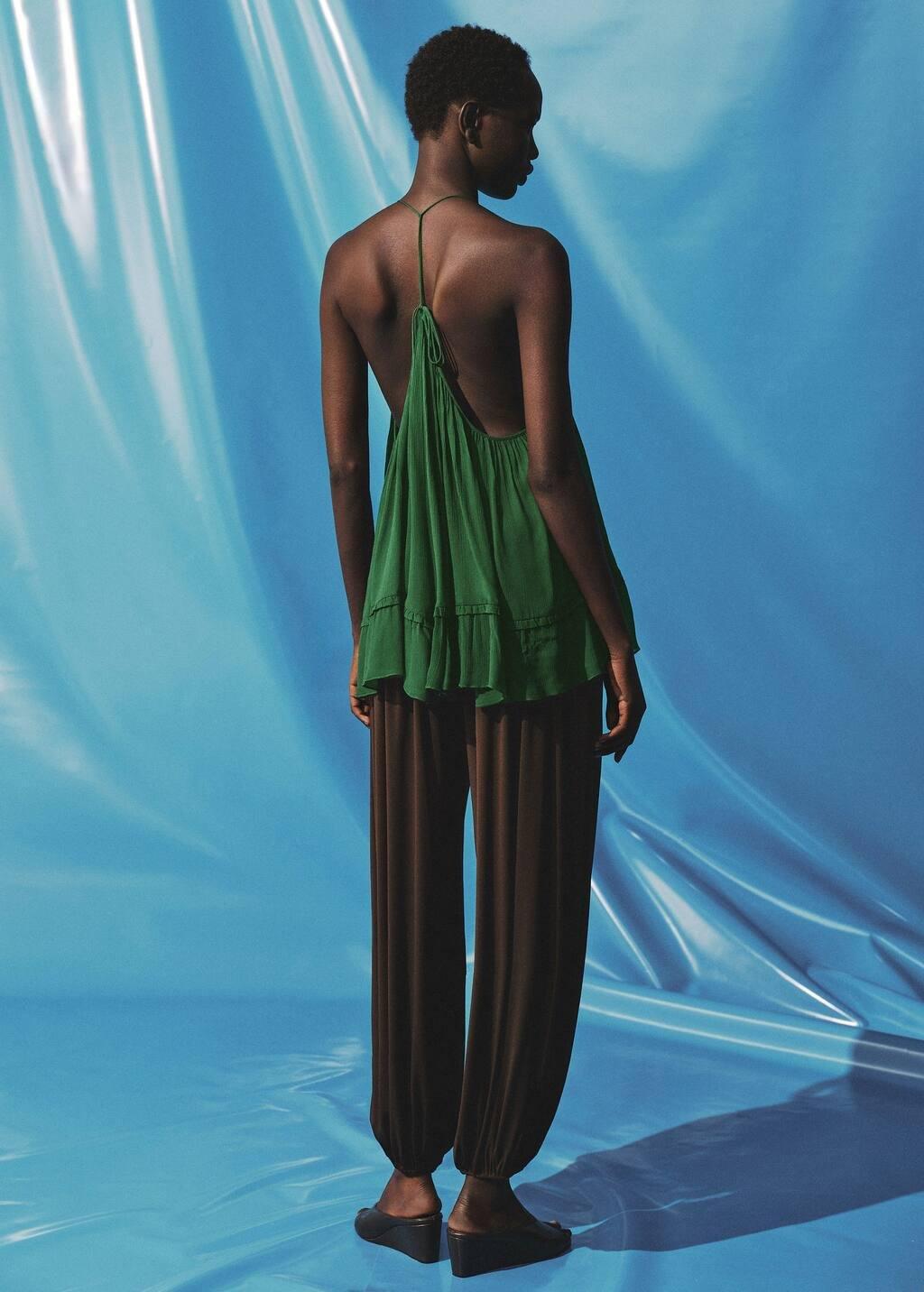 Green Top With Pleated Back Neckline, , large image number 6