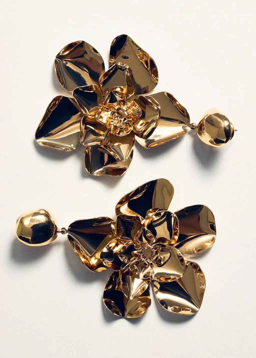 Gold Maxi Flower Earrings, 0201_OR, large image number 1