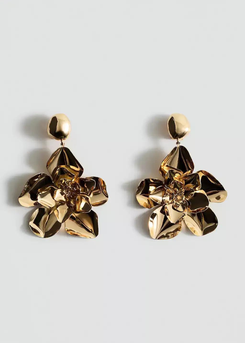 Gold Maxi Flower Earrings, 0201_OR, large image number 2