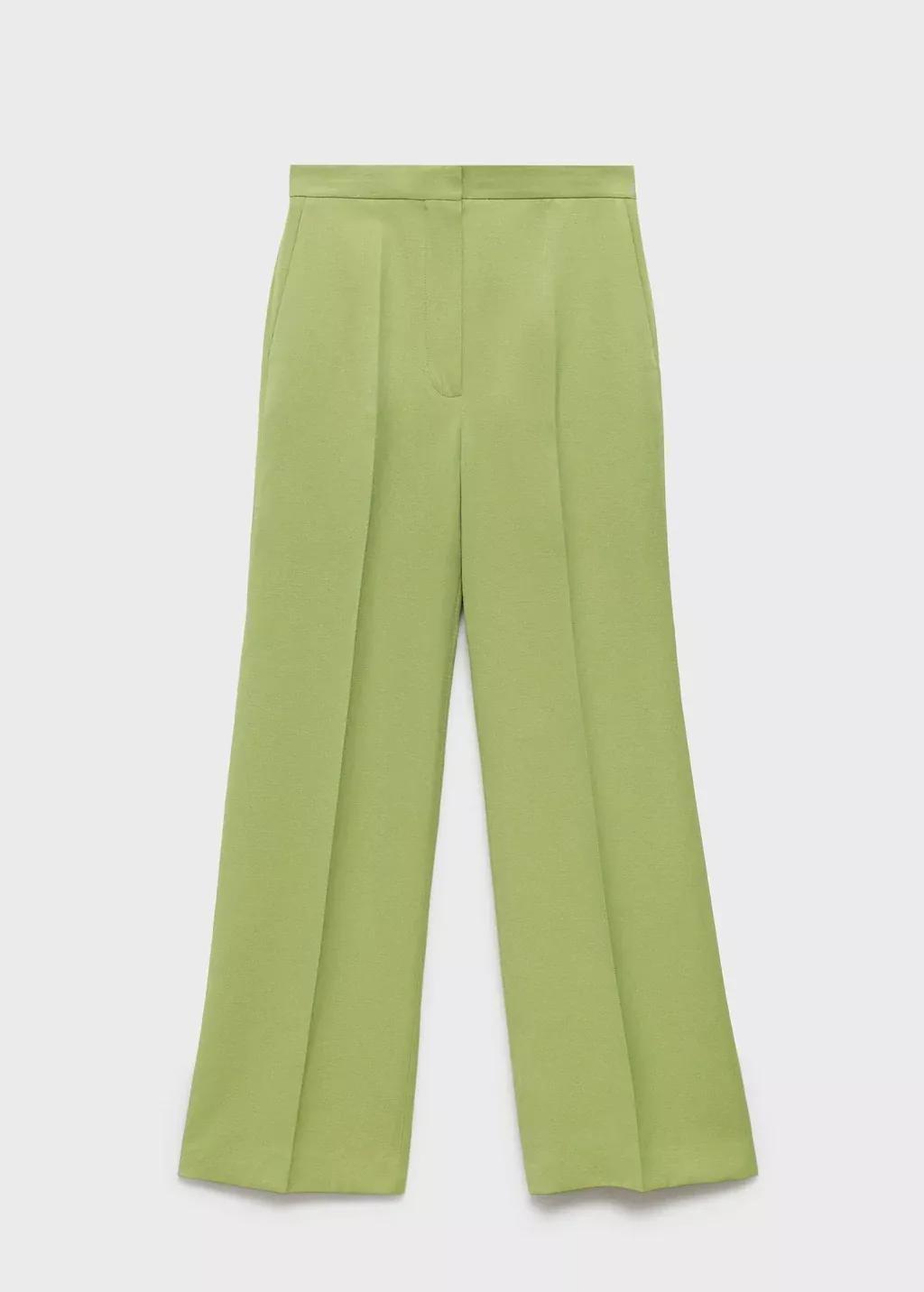 Green Straight-Fit Linen-Blend Suit Trousers, , large image number 3