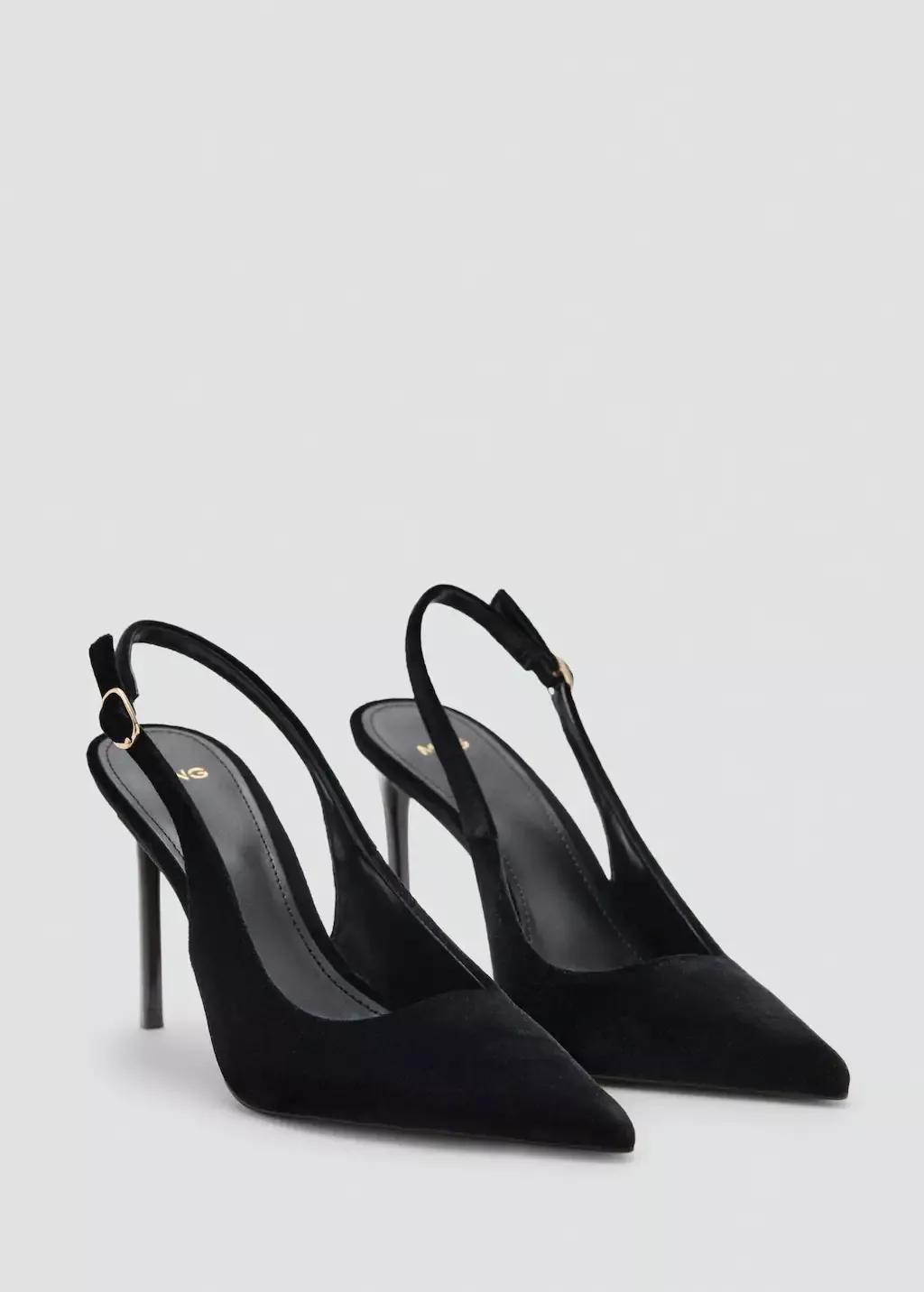 Black Velvet Heeled Shoes, 0201_99, large image number 0