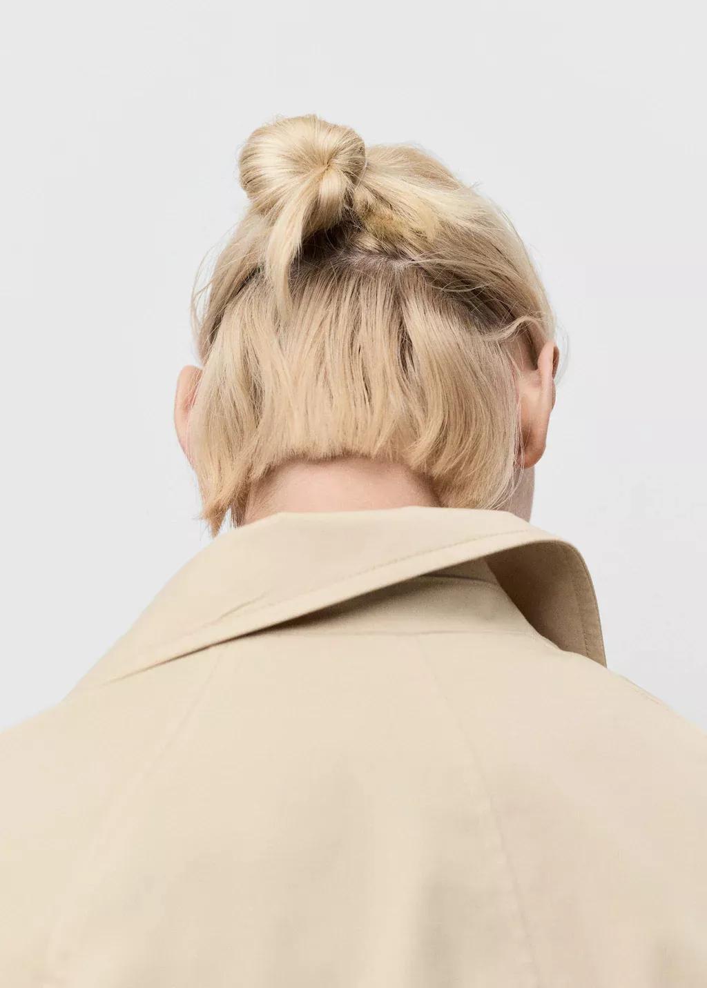 Beige Short Oversized Trench Coat With Epaulettes, , large image number 1