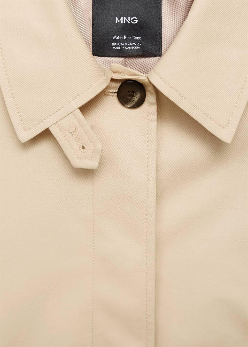 Beige Short Oversized Trench Coat With Epaulettes, , large image number 5