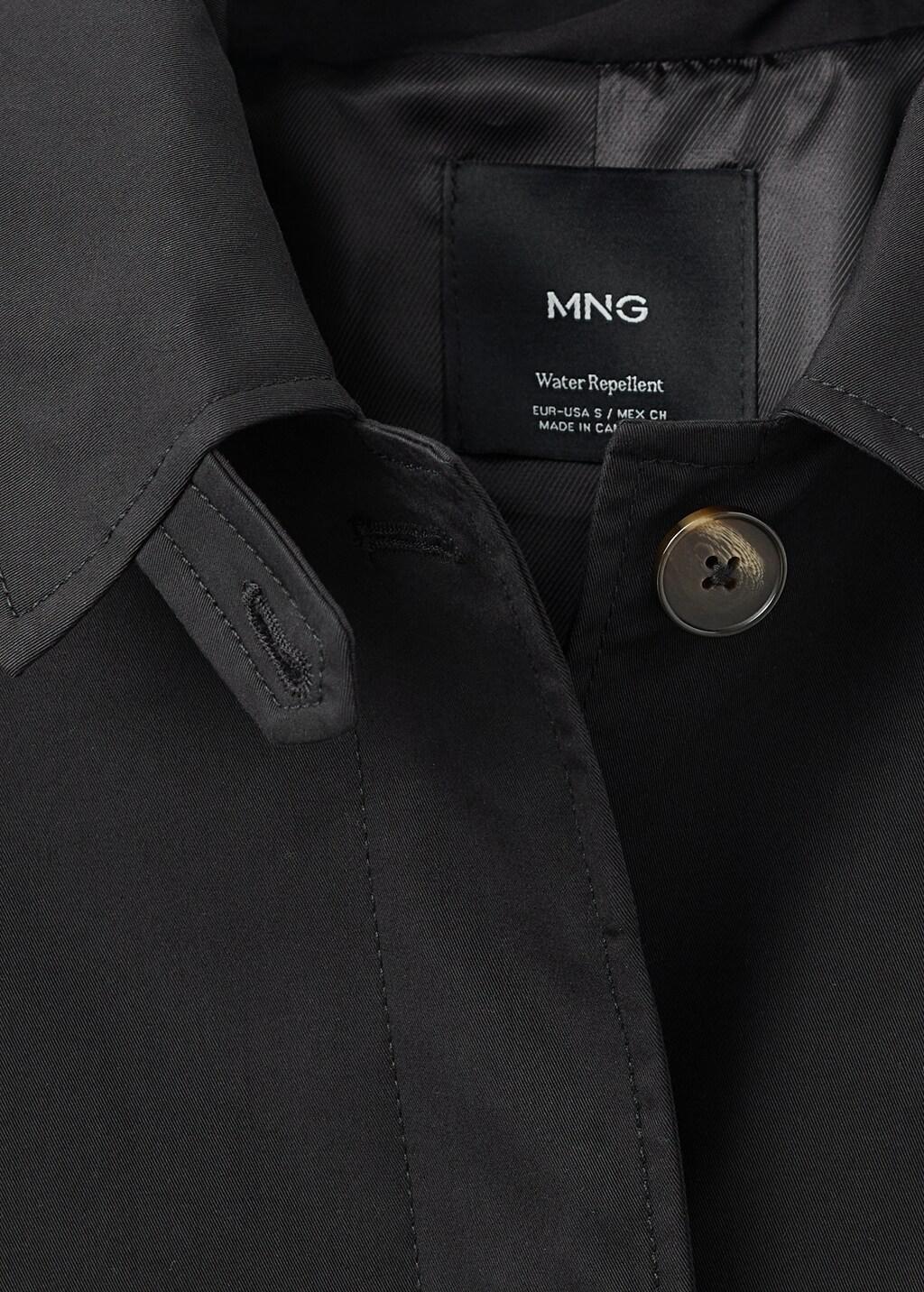 Black Short Oversized Trench Coat With Epaulettes, , large image number 1