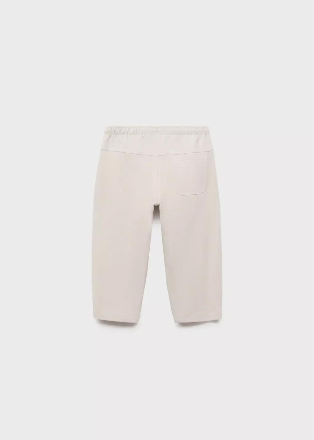 White Cotton Drawstring Joggers, Baby Boy, Natural White, large image number 1