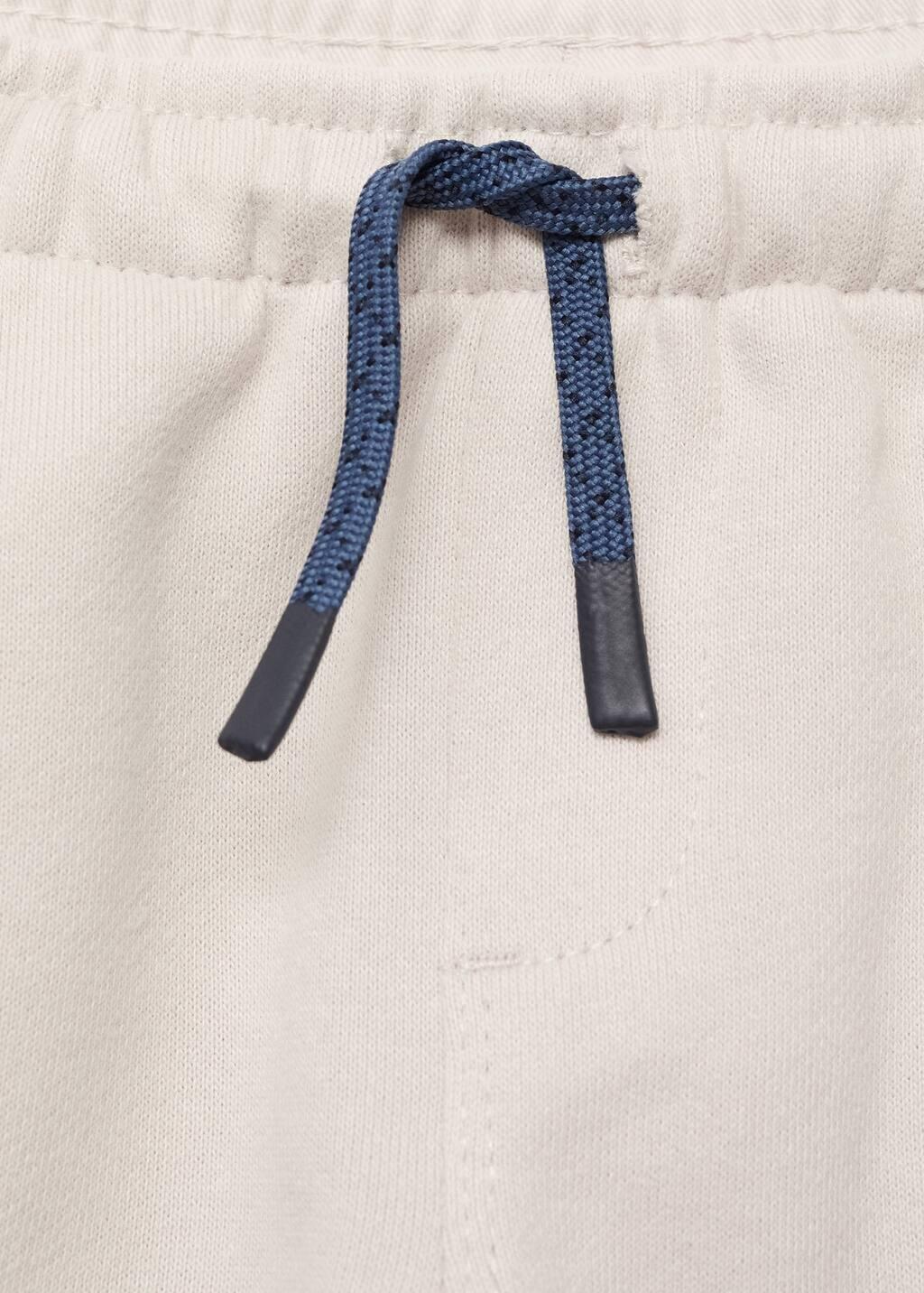 White Cotton Drawstring Joggers, Baby Boy, Natural White, large image number 2