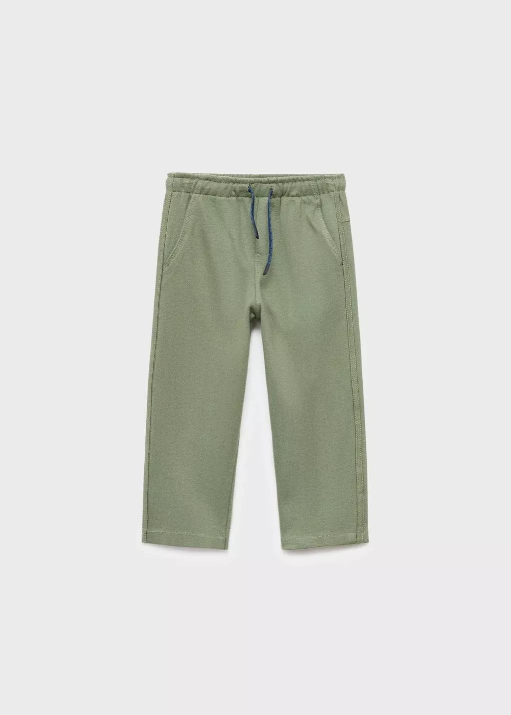 Green Cotton Drawstring Joggers, Baby Boys, Green, large image number 0