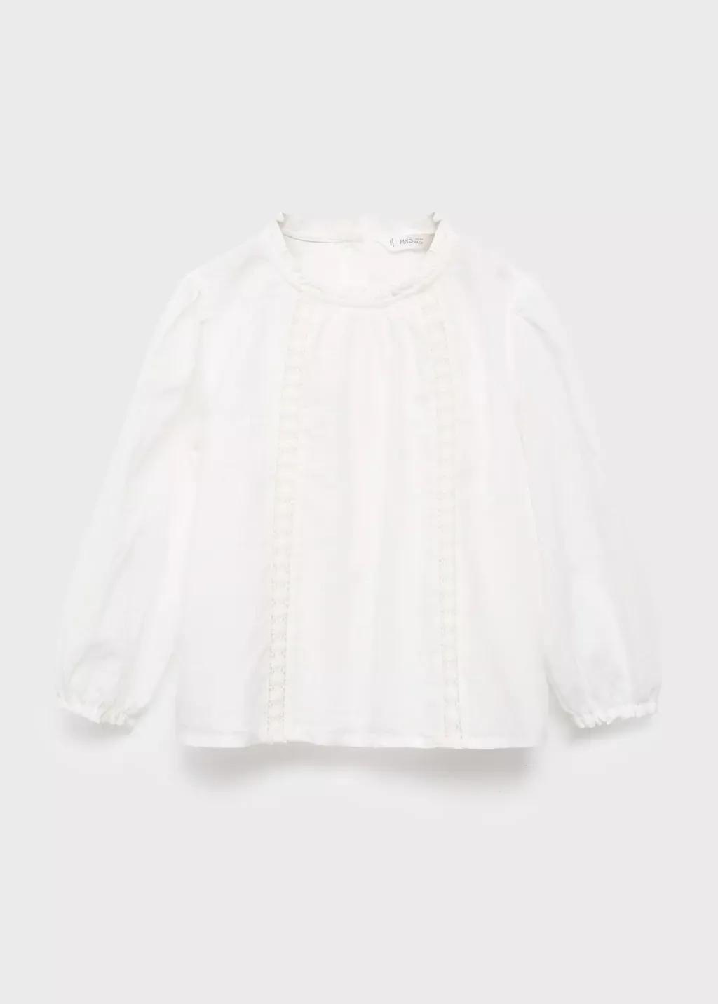 WHITE Embroidered cotton blouse, Baby Girl, White, large image number 0