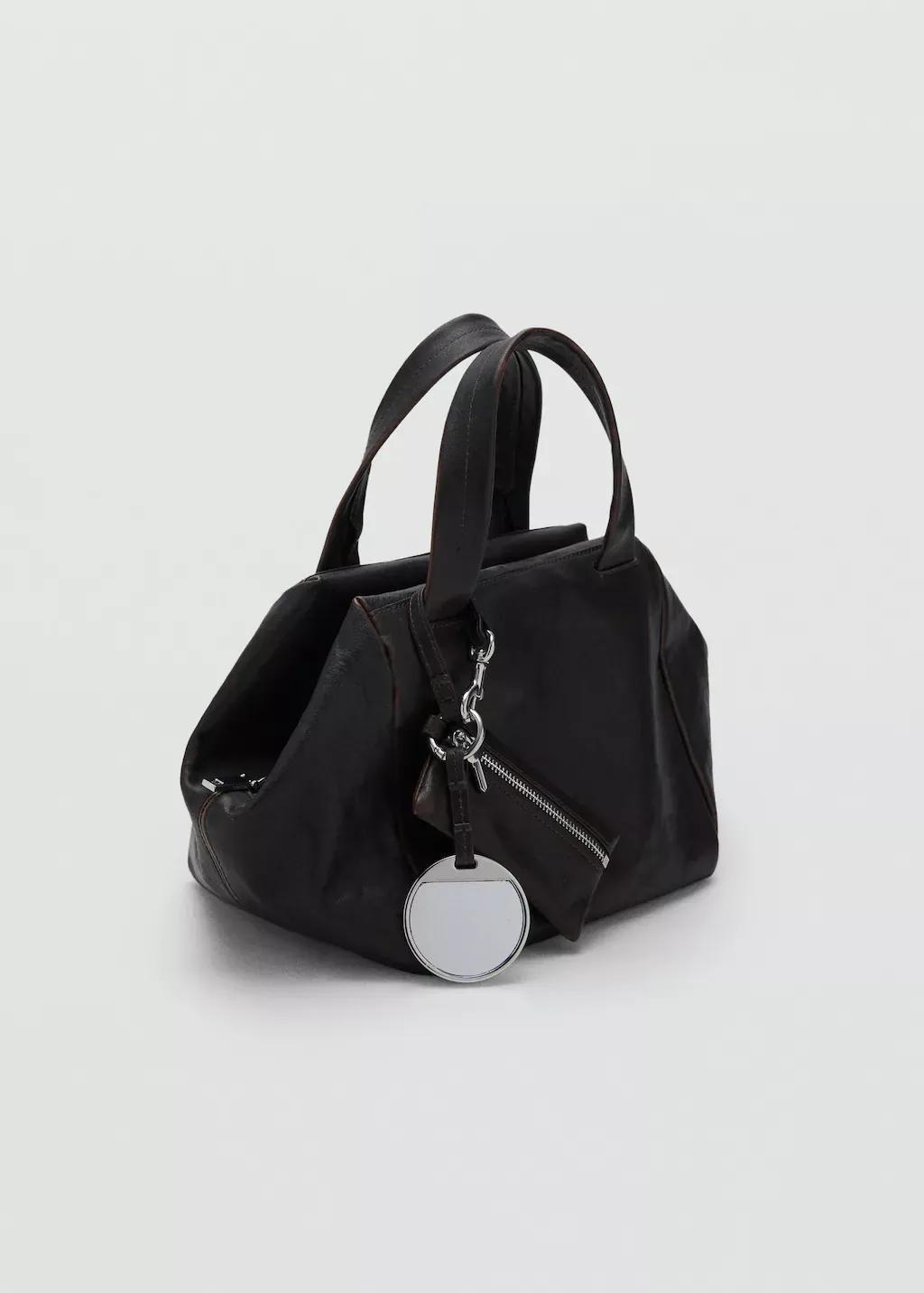 Brown Leather Clutch Bag With Charms, , medium