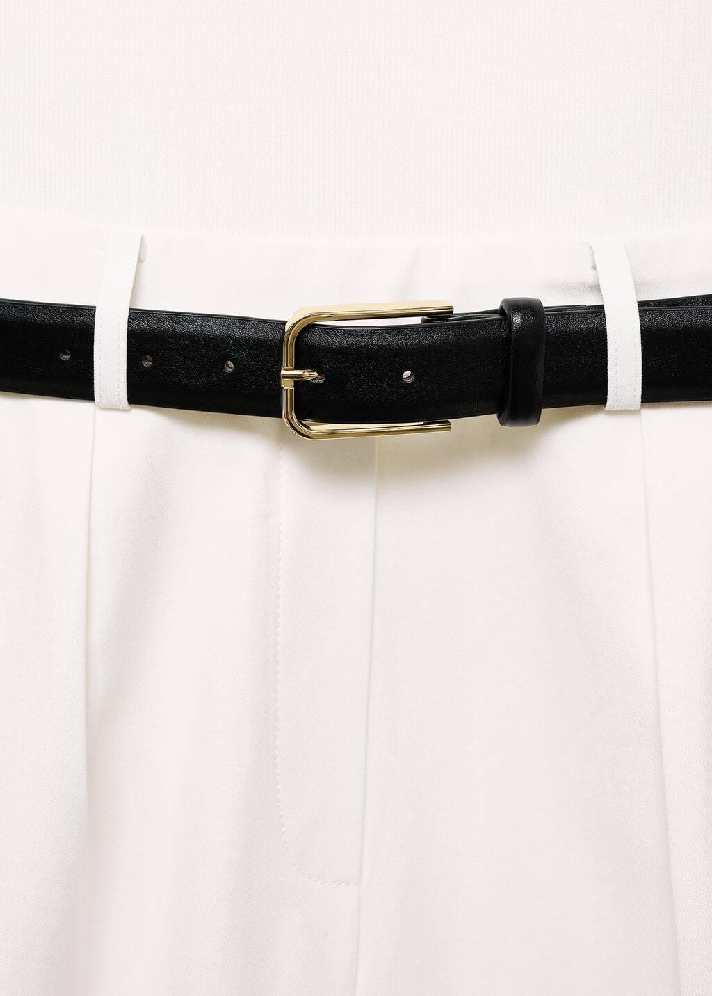 White Combined-Fabric Jumpsuit With Belt, , large image number 1
