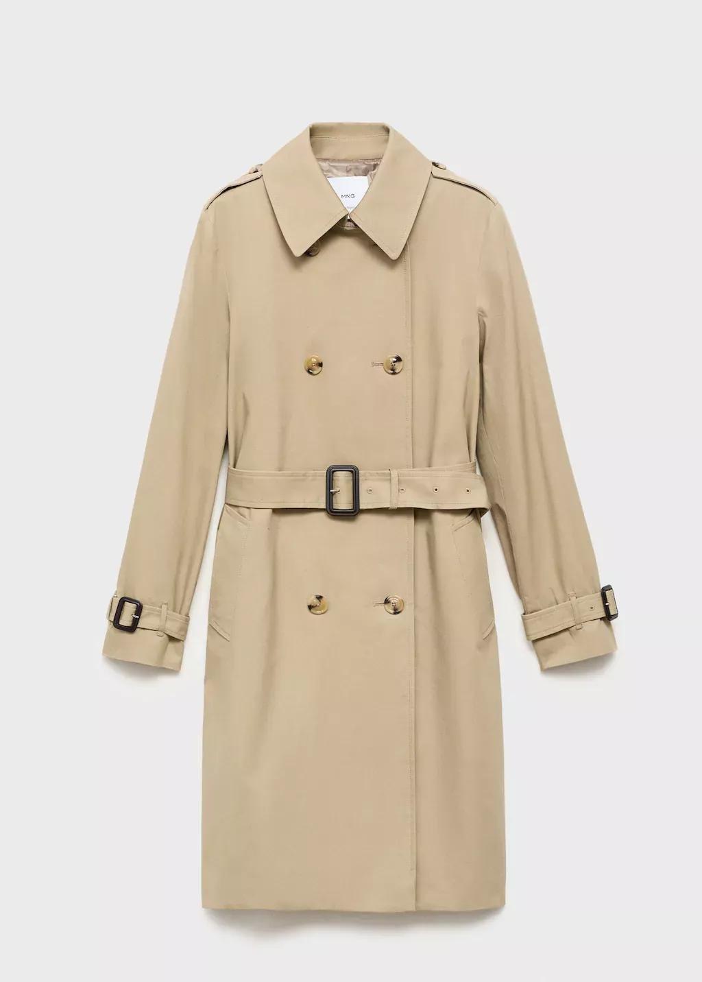 Beige Classic Trench Coat With Belt, , large image number 0