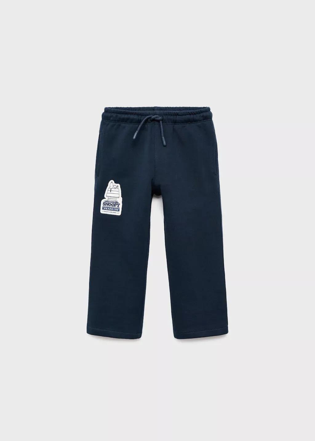 Navy Snoopy Embroidered Joggers, Baby Boys, Navy, large image number 0