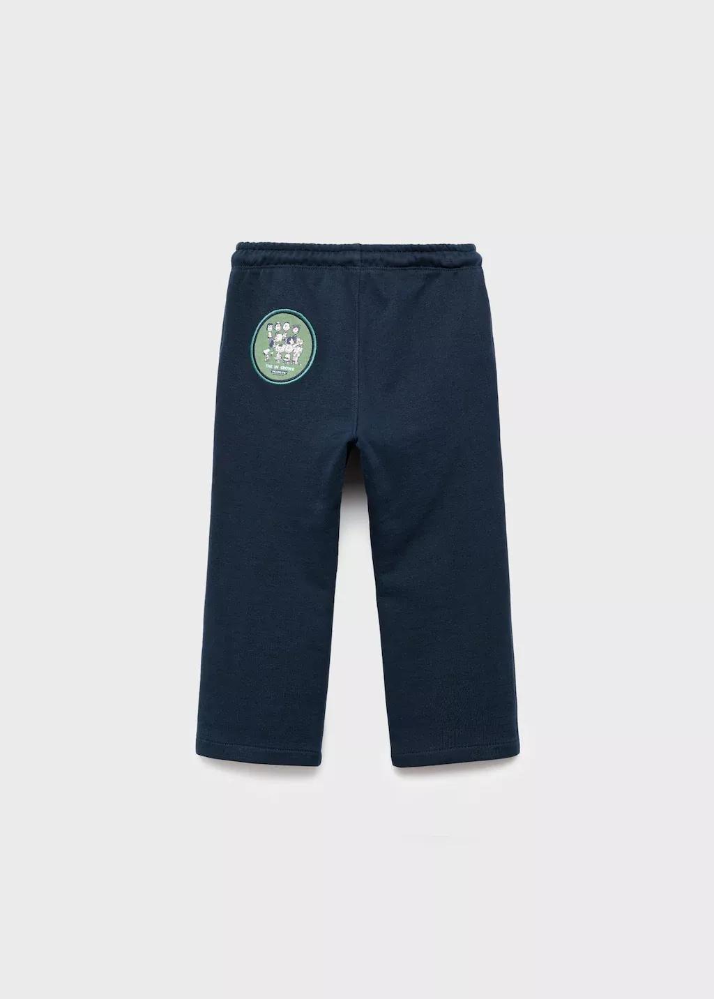 Navy Snoopy Embroidered Joggers, Baby Boys, Navy, large image number 1
