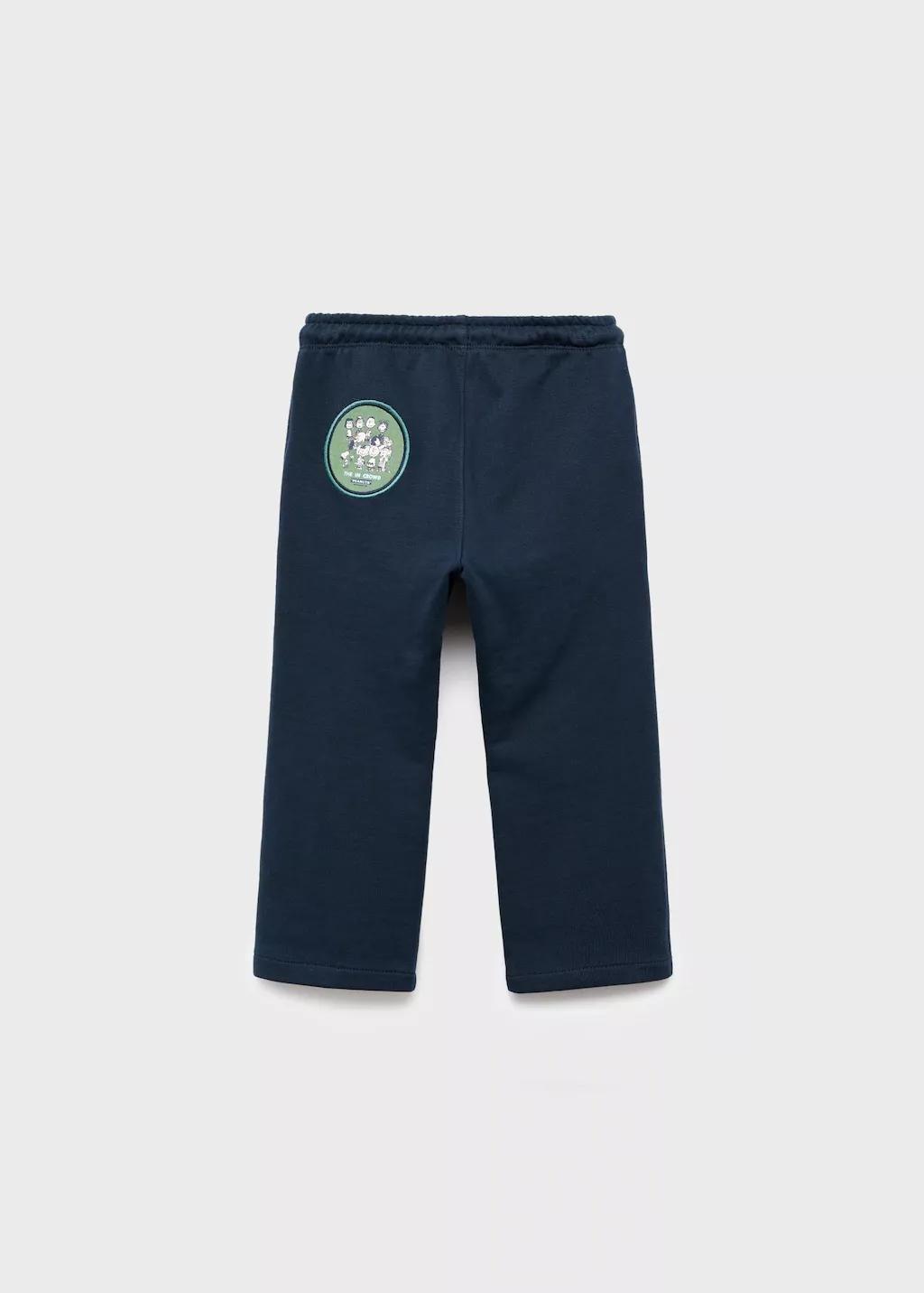 Navy Snoopy Embroidered Joggers, Baby Boys, Navy, large image number 2