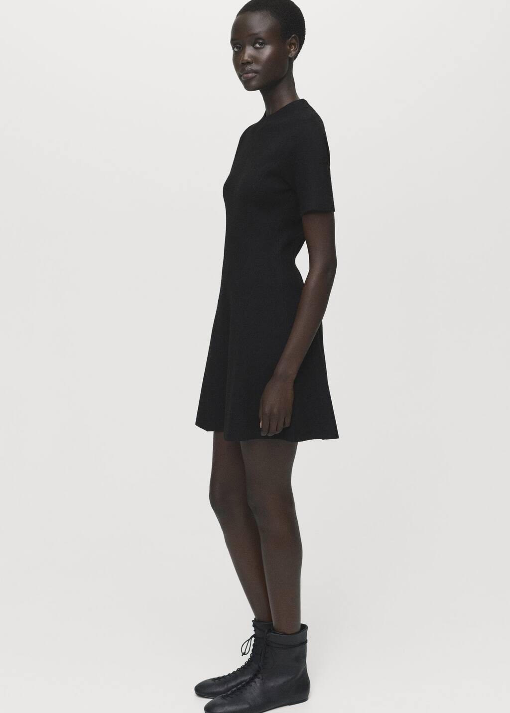 BLACK Fine-knit flared dress, Black, large image number 2
