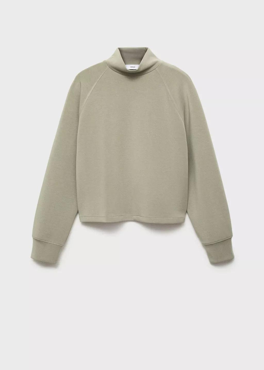 BEIGE - KHAKI High collar sweatshirt, 0201_37, medium