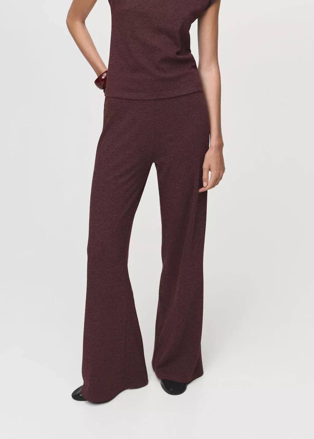 Red Knitted Trousers With Elastic Waistband, , large image number 0