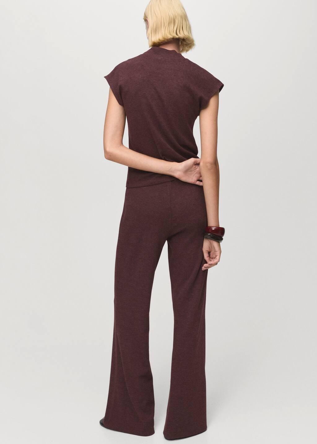 Red Knitted Trousers With Elastic Waistband, , large image number 4