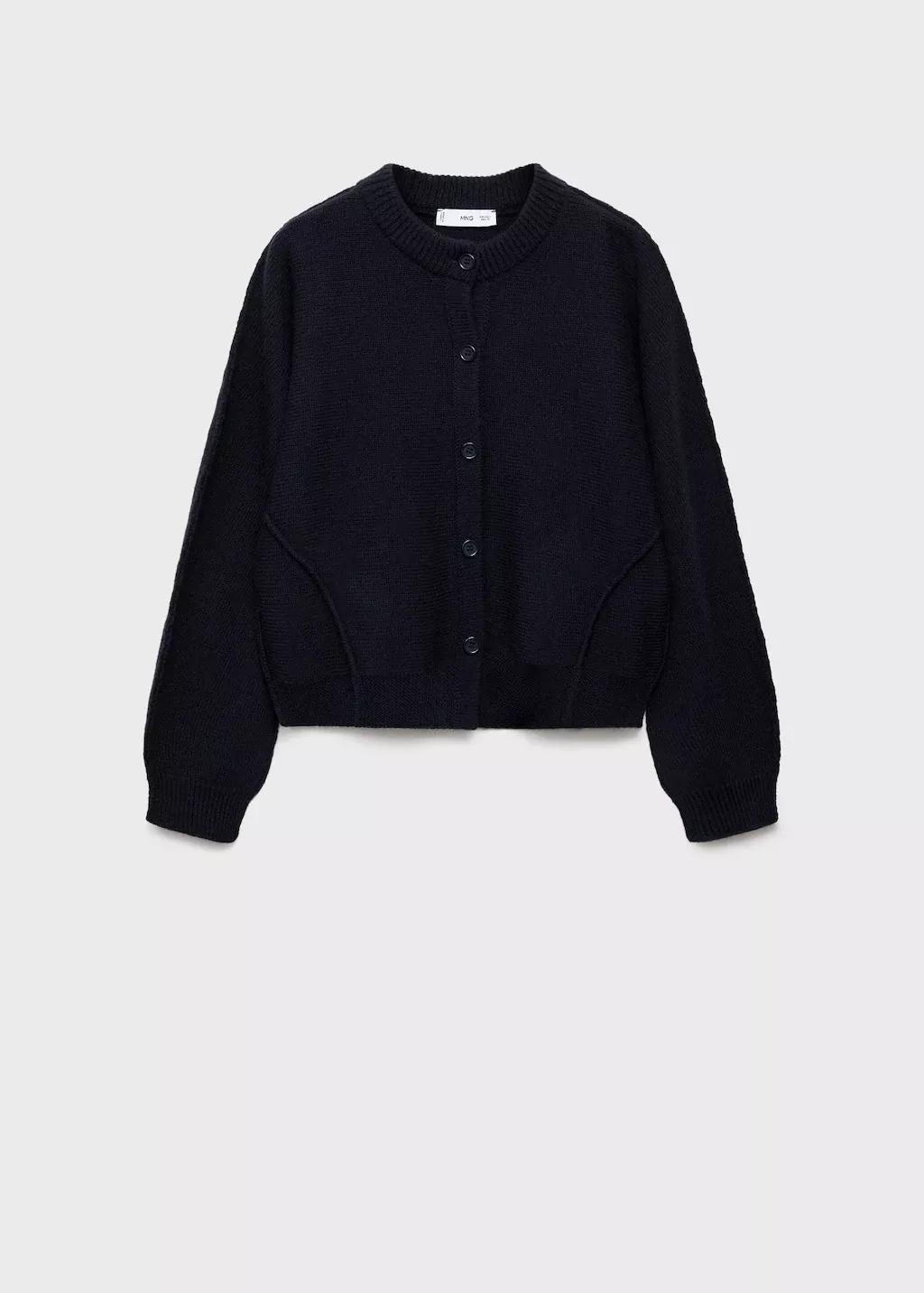 Navy Straight-Fit Cardigan With Buttons, Navy, medium