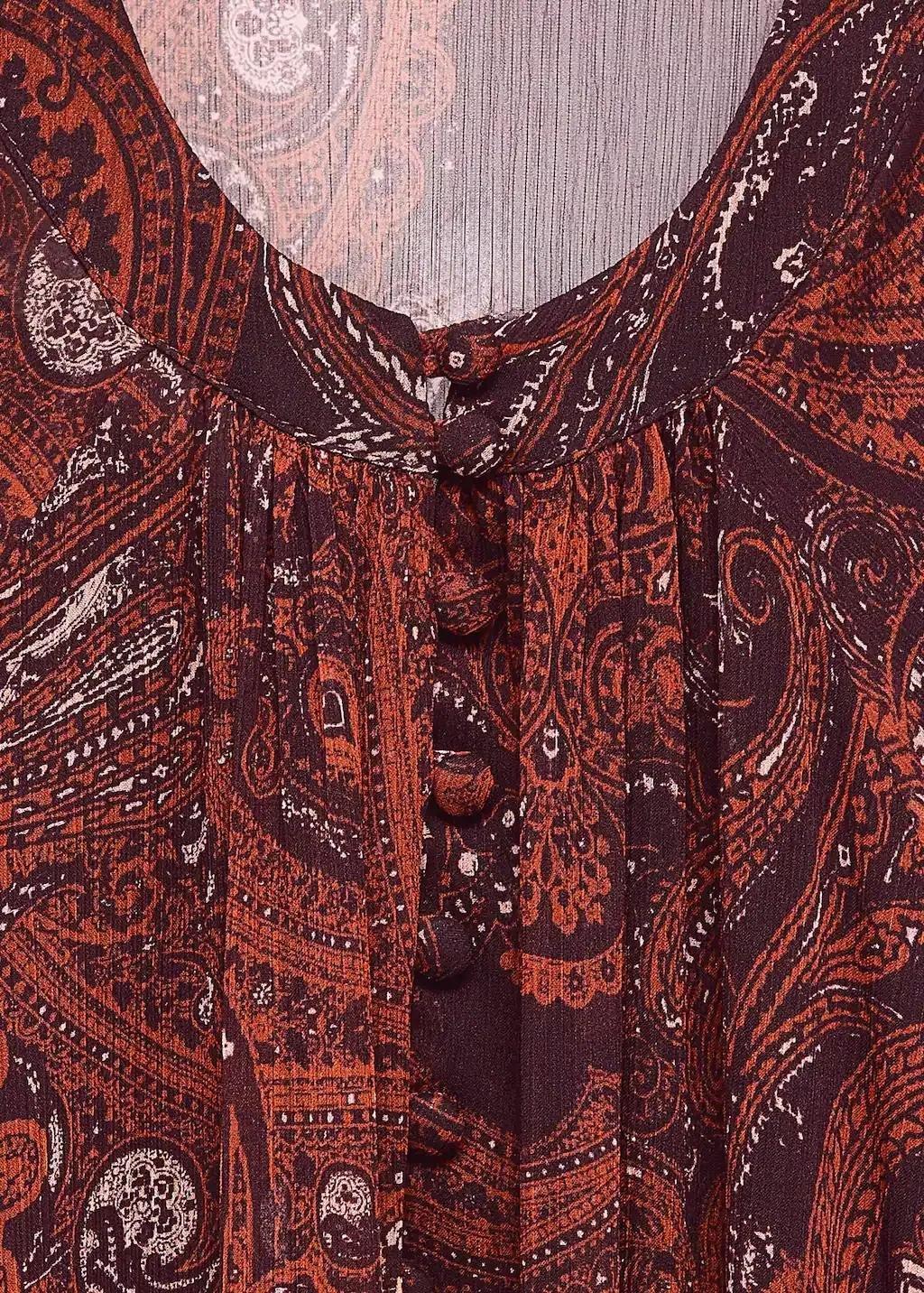 Orange Paisley Print Oversized Dress, , large image number 1